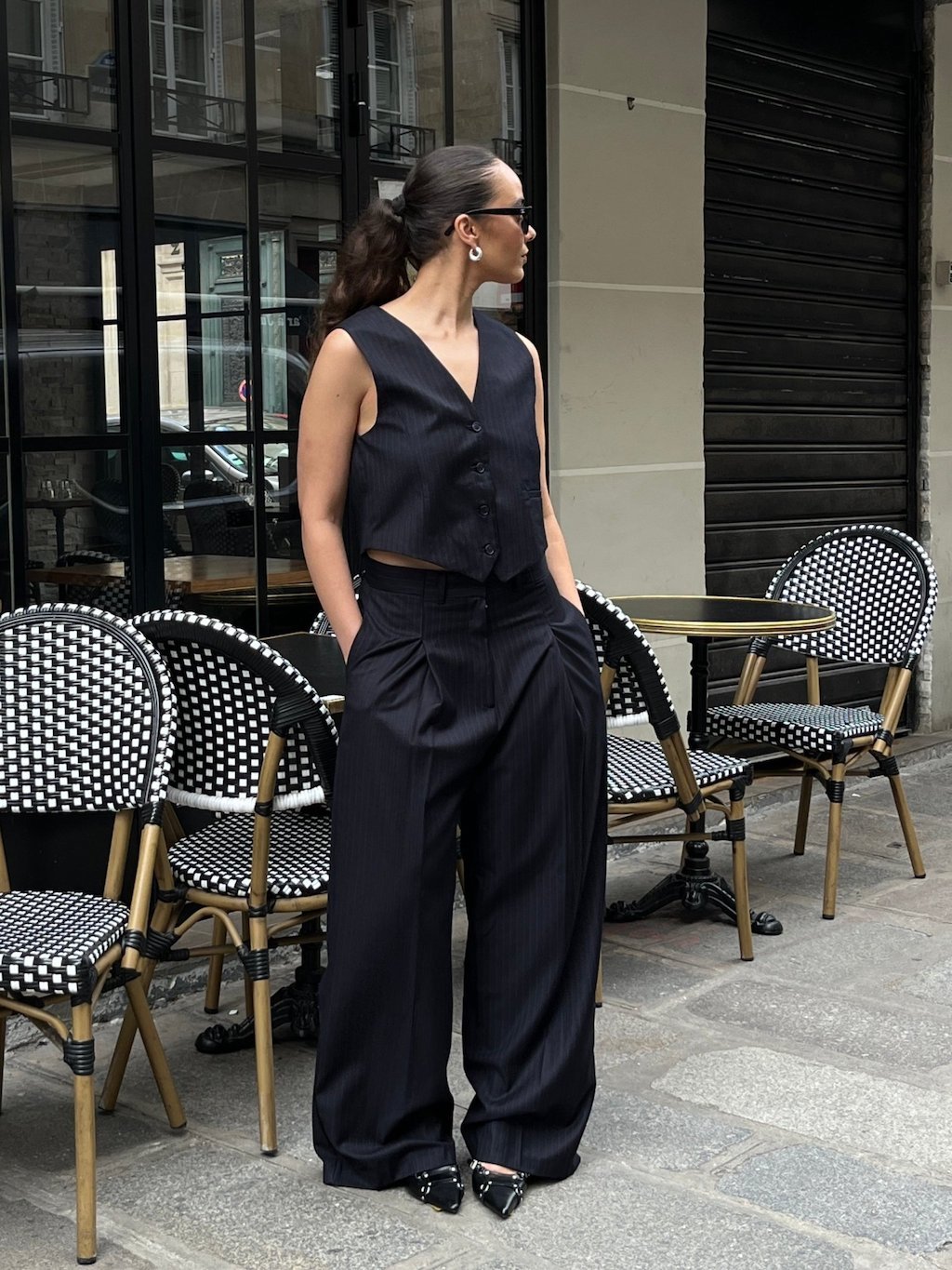 ESME PINSTRIPED WIDE PANTS Pants OEA ARCHIVE