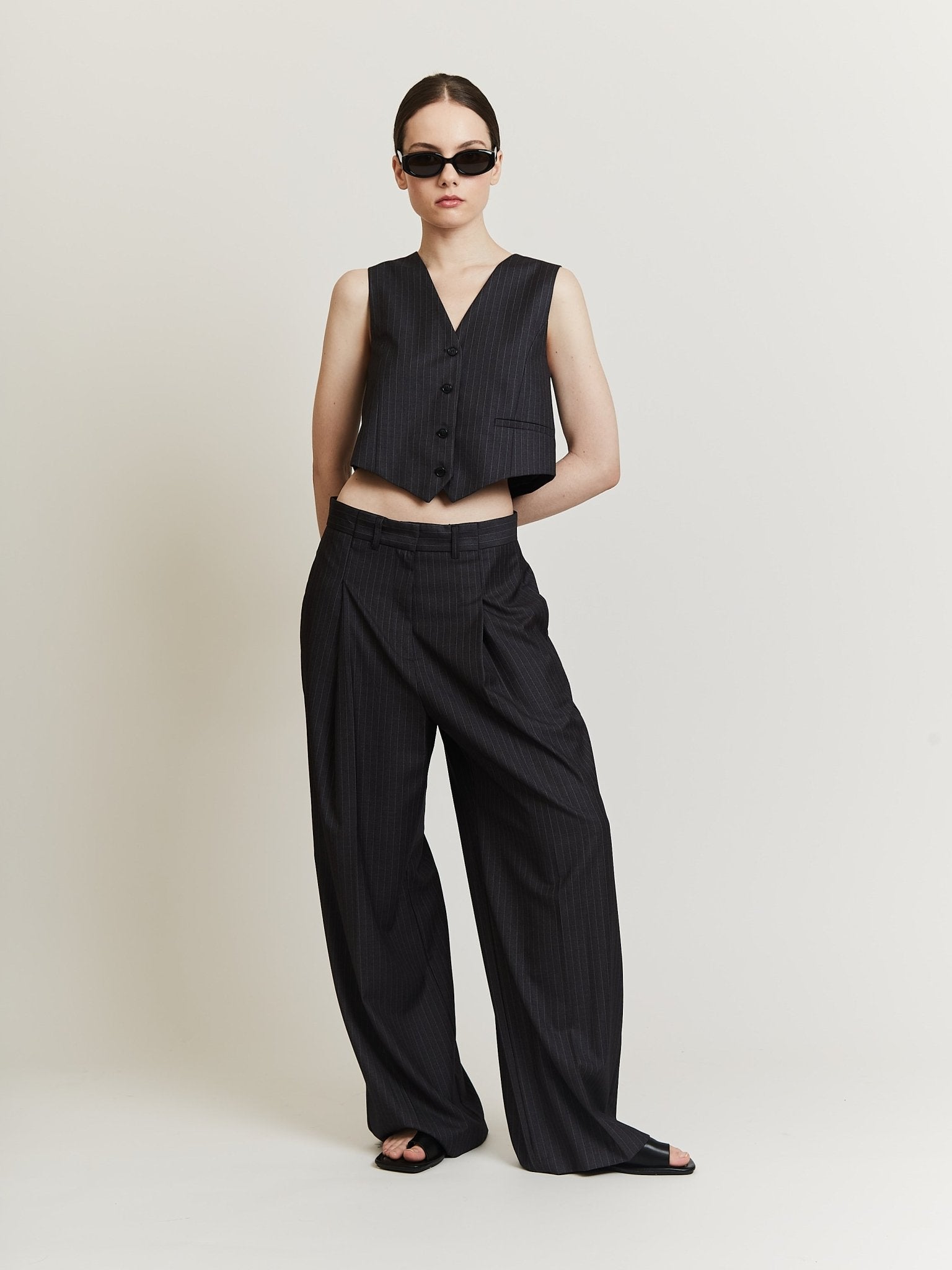 ESME PINSTRIPED WIDE PANTS Pants OEA ARCHIVE