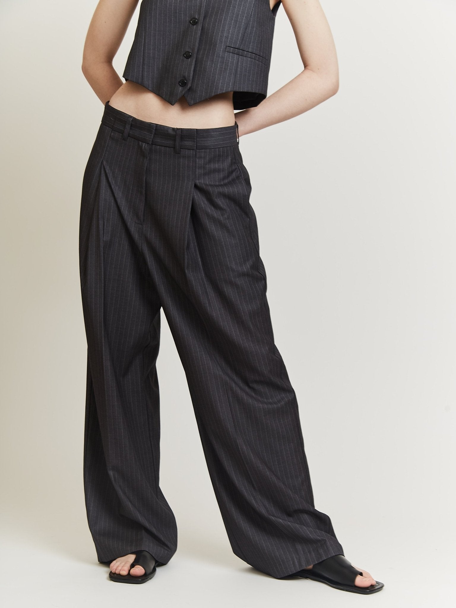 ESME PINSTRIPED WIDE PANTS Pants OEA ARCHIVE