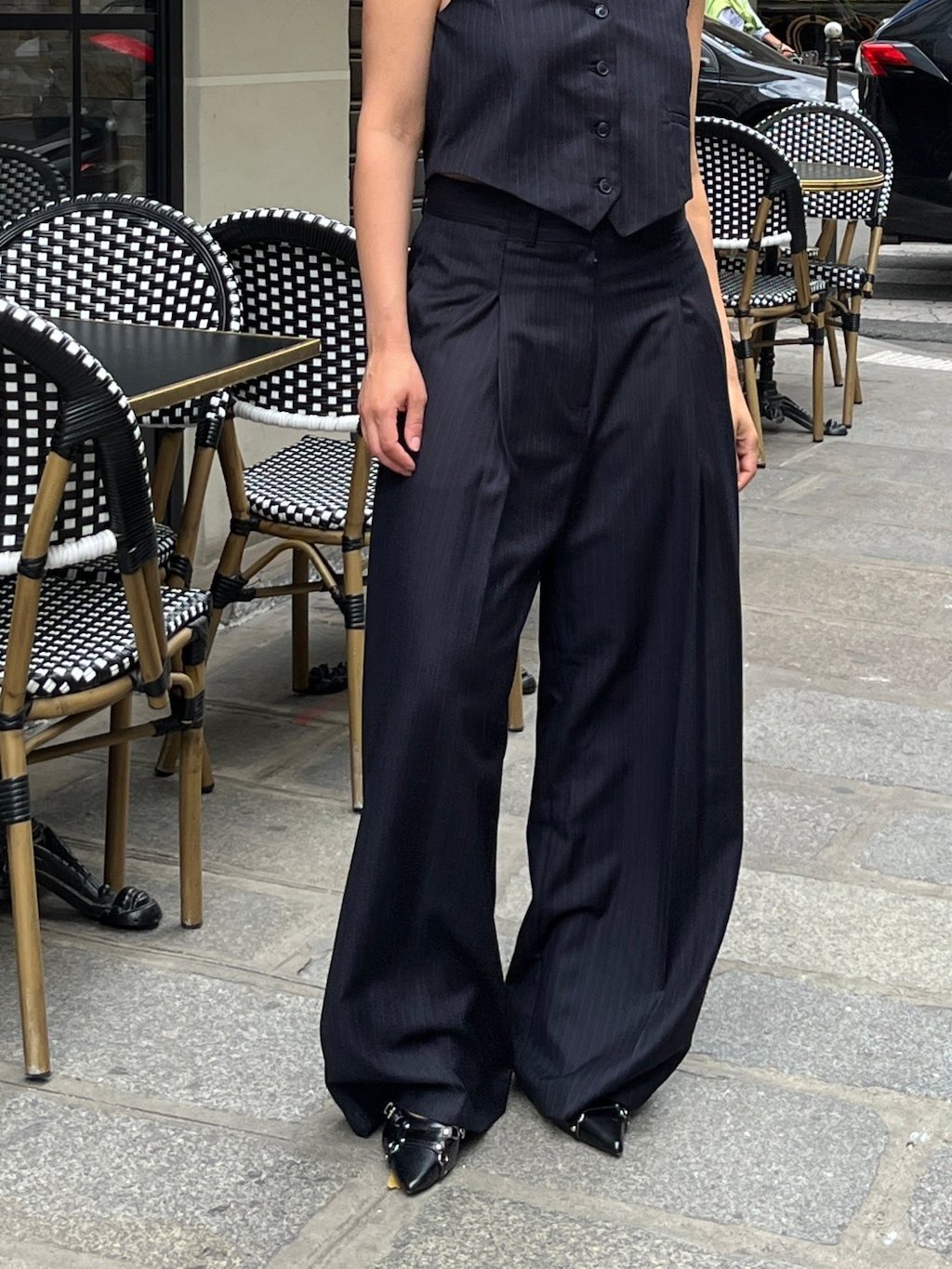 ESME PINSTRIPED WIDE PANTS Pants OEA ARCHIVE