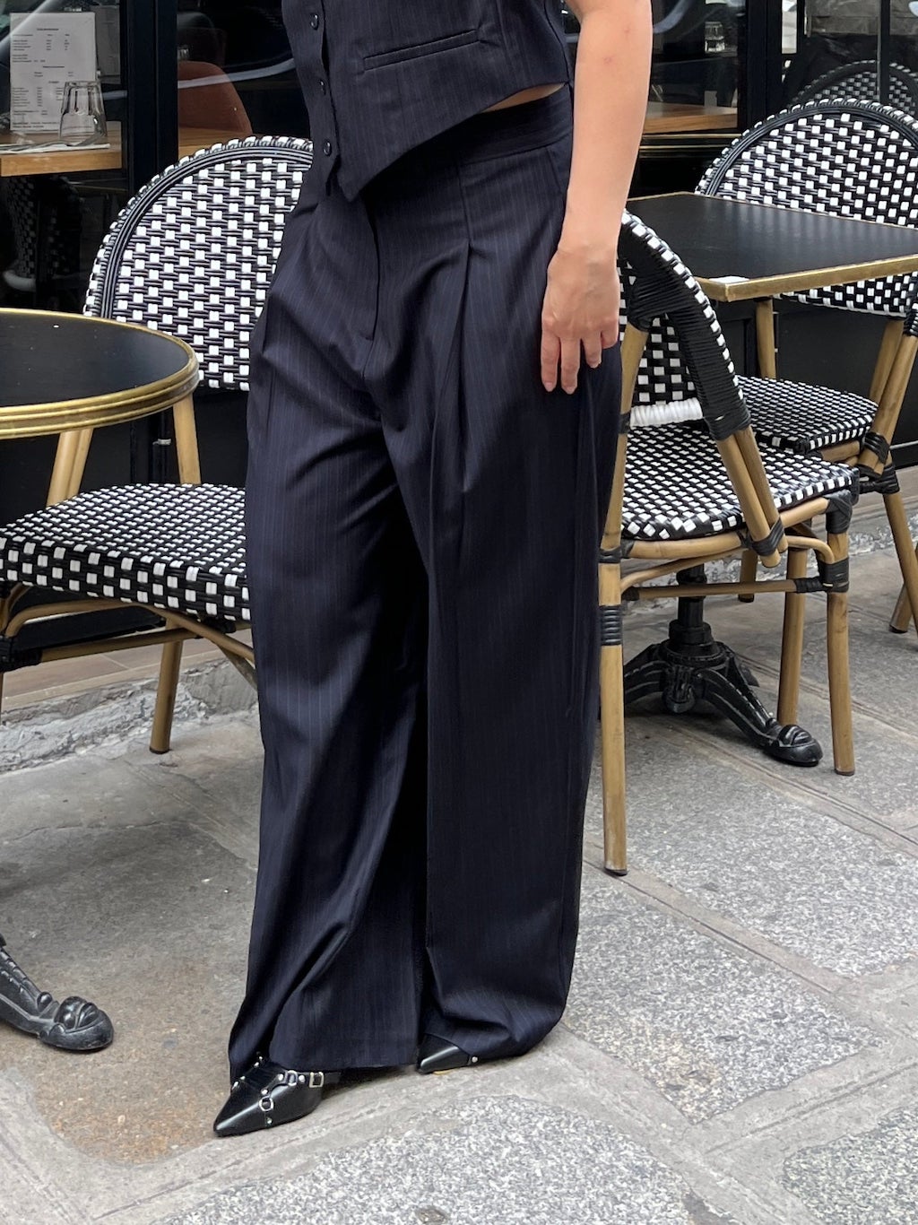 ESME PINSTRIPED WIDE PANTS Pants OEA ARCHIVE