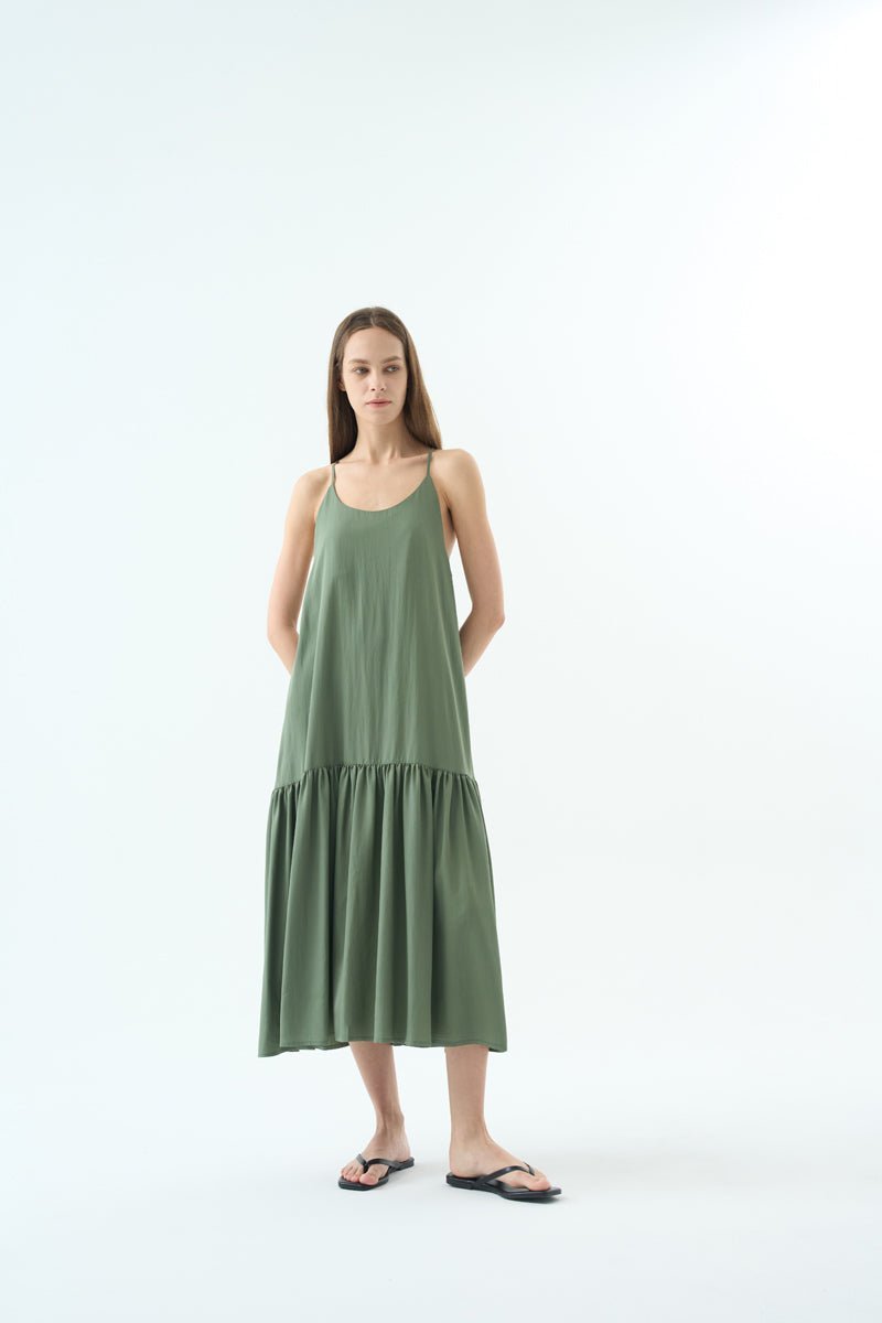 MOON BACK RIBBON SLEEVELESS MIDI DRESS Dress OEA ARCHIVE